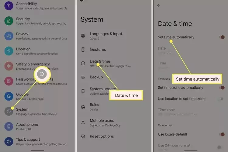 From System, tap Date & Time
