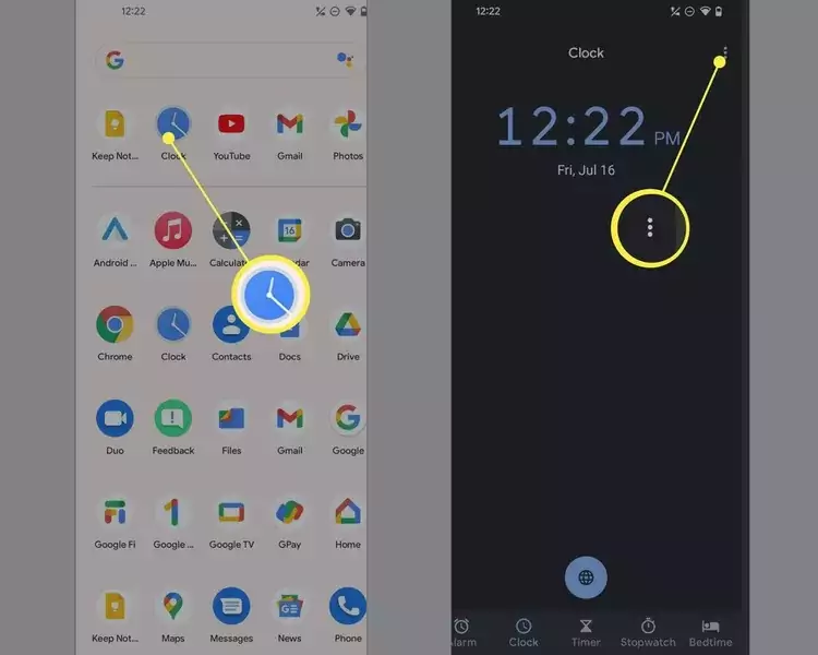 using the Clock app built into your Android phone
