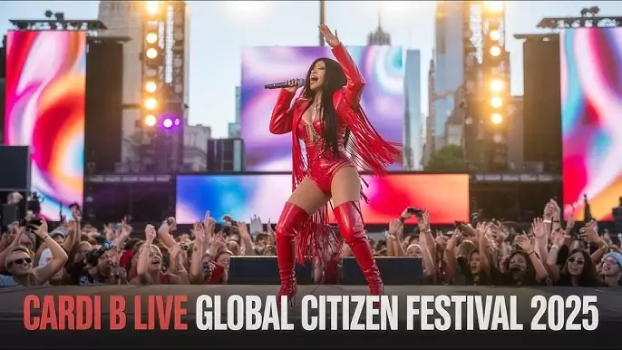 Cardi B performing at Global Citizen Festival 2025
