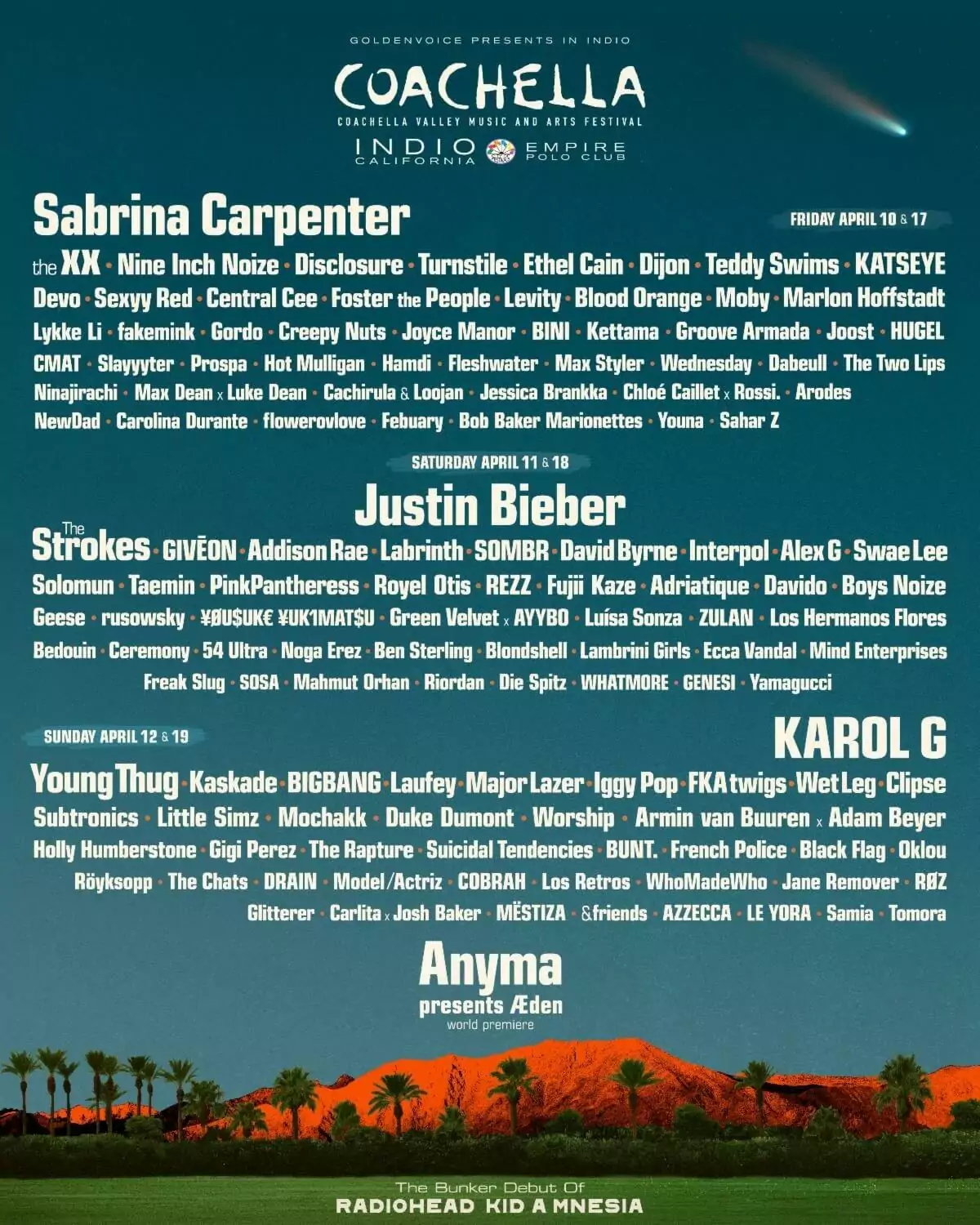 Coachella 2026 lineup poster