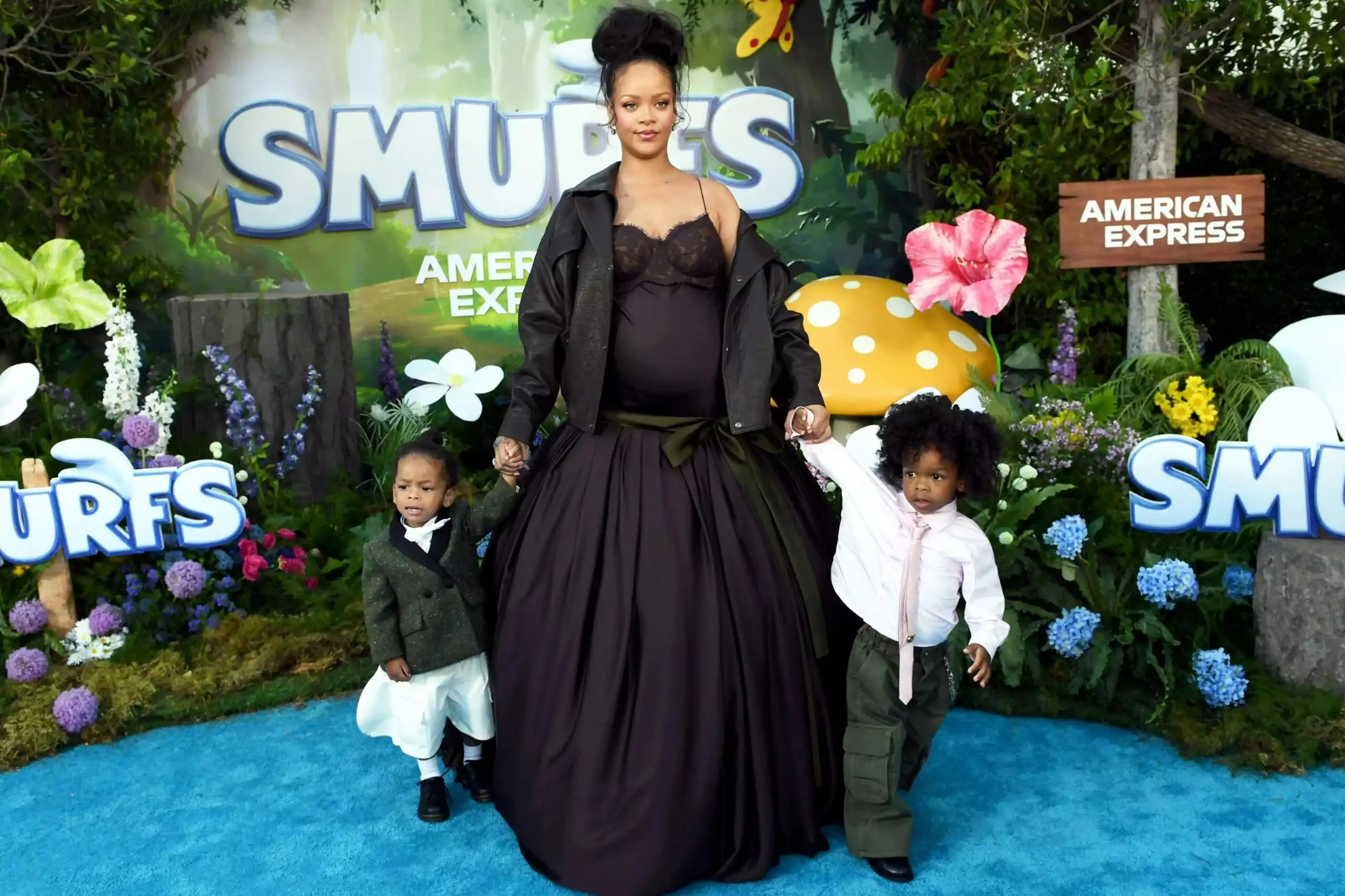 Rihanna with her sons Riot and RZA.