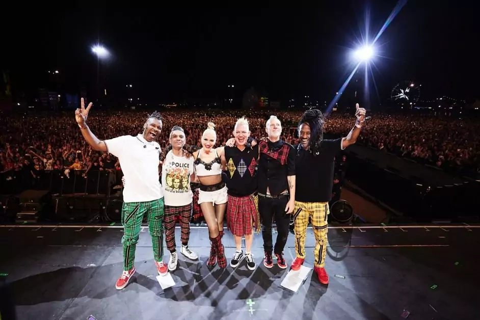 No Doubt pose on the Coachella Stage during the 2024